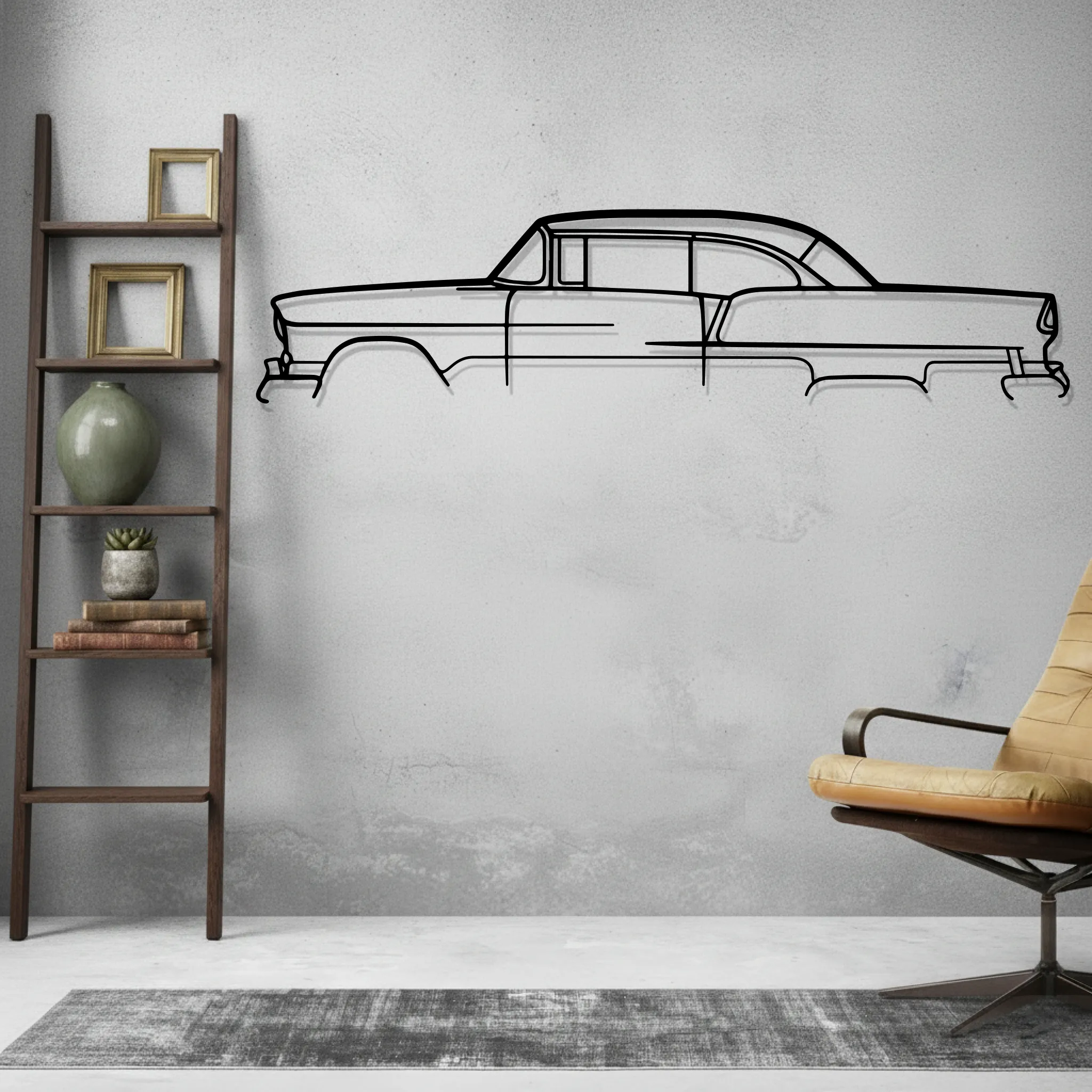 Bel Air 1955 Classic Wall Art Modern Metal Silhouette - view 2
