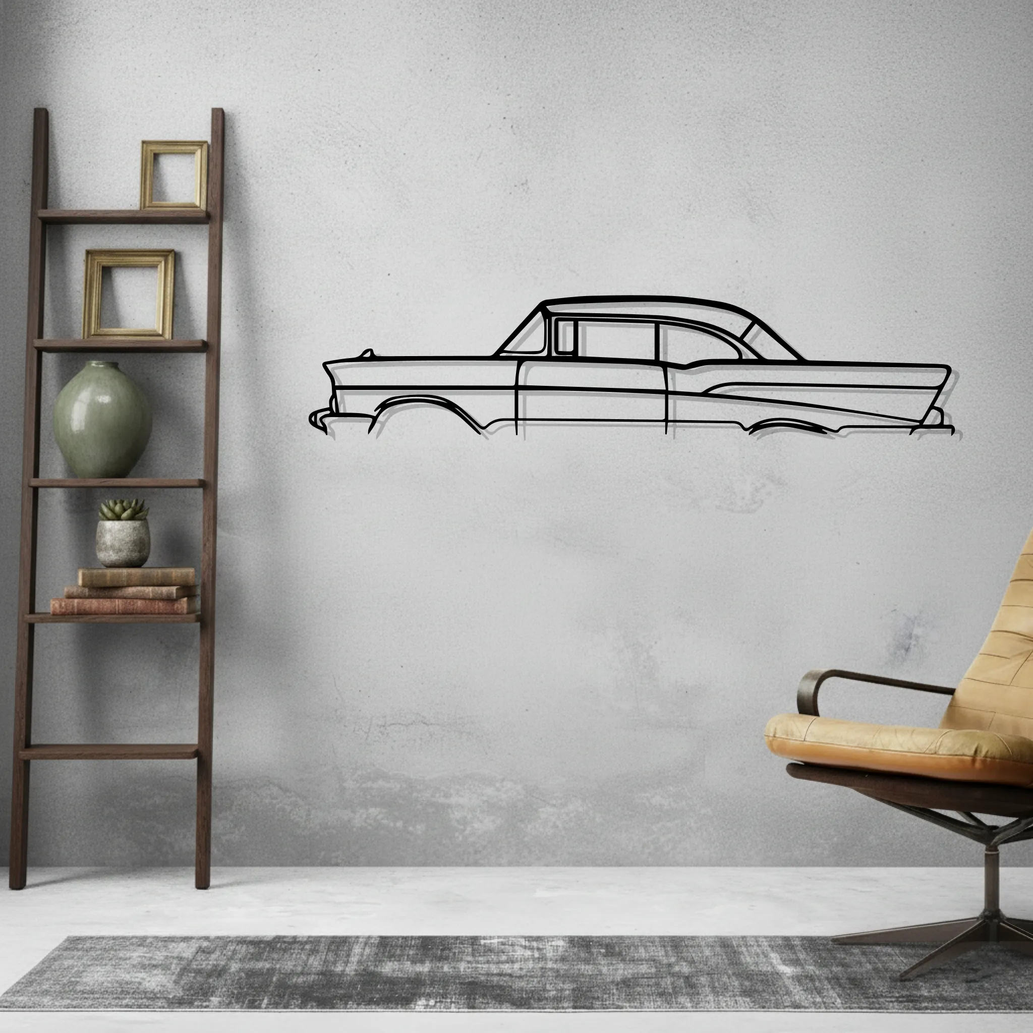 Bel Air 1957 Classic Wall Art Modern Metal Silhouette - view 2