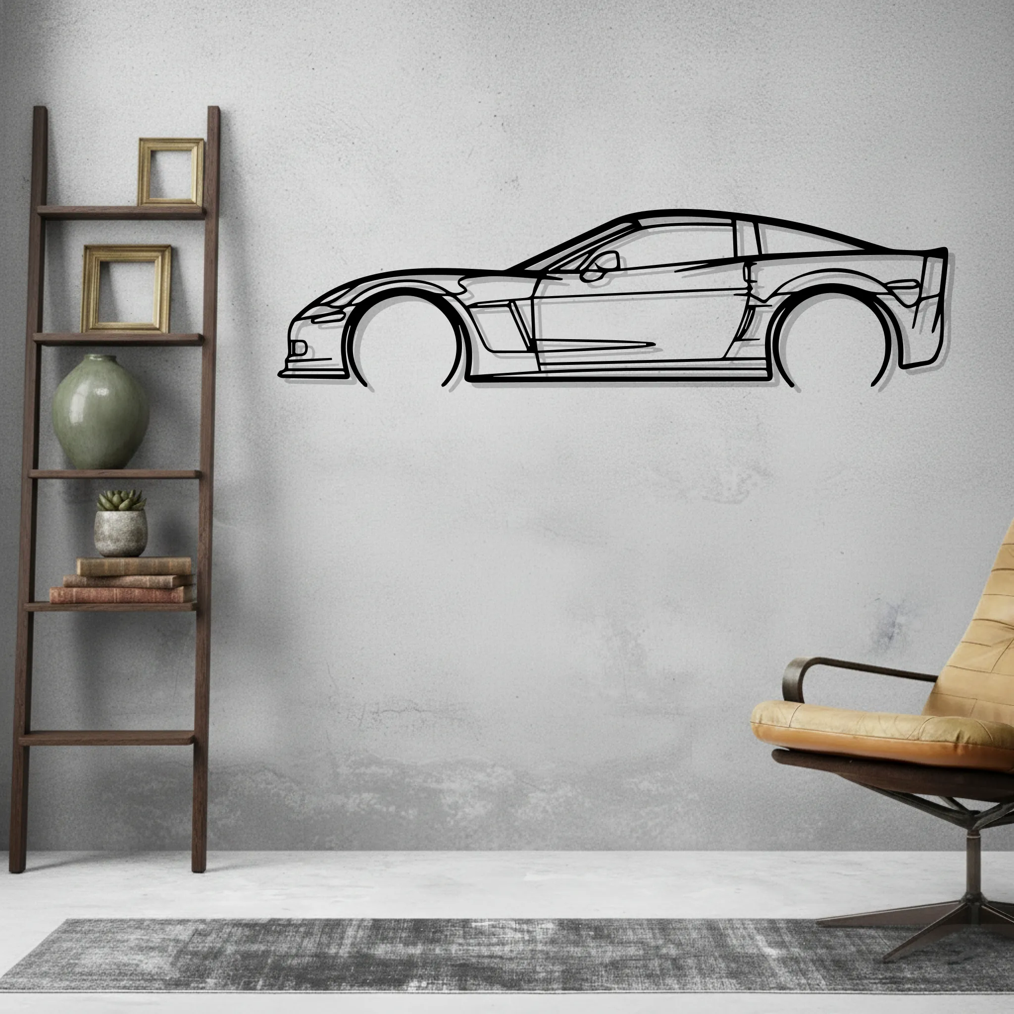 Corvette C6 Z06 Wall Art Modern Metal Silhouette - view 2