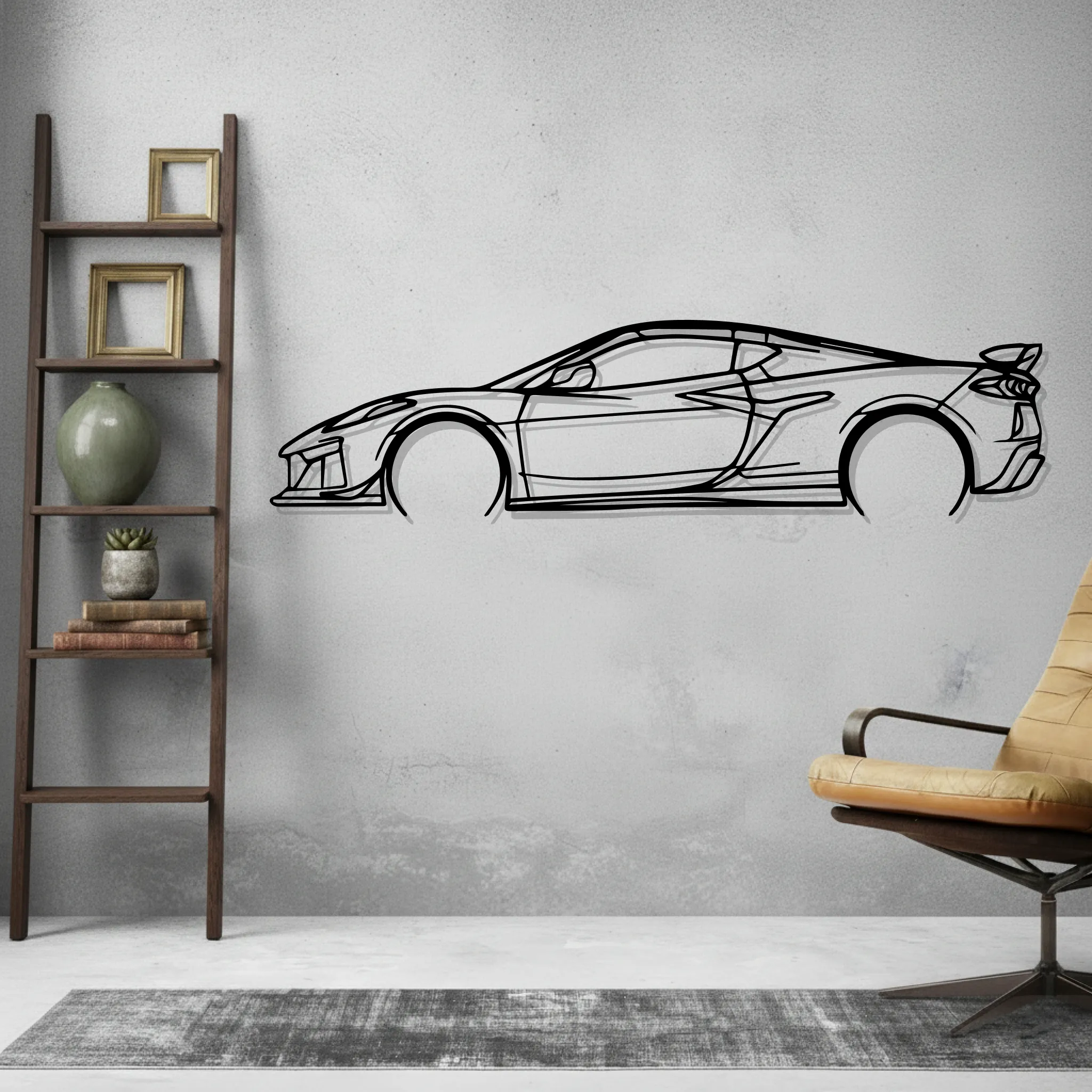 Corvette C8 Z06 Wall Art Modern Metal Silhouette - view 2