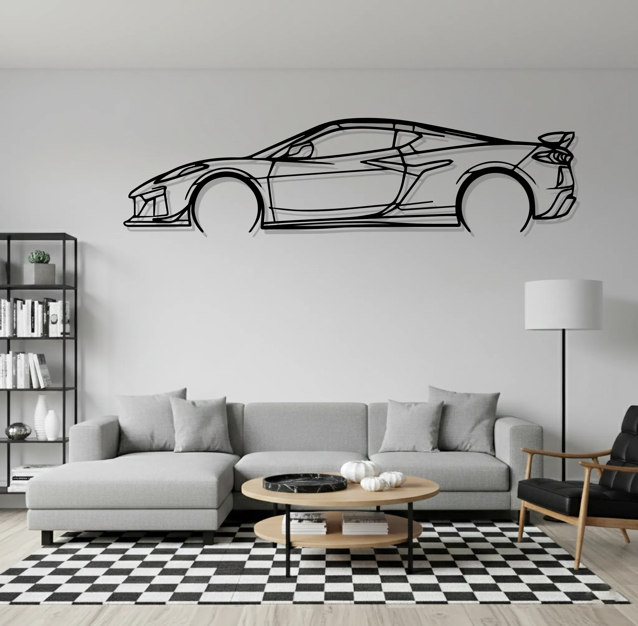 Corvette C8 Z06 Wall Art Modern Metal Silhouette - view 1