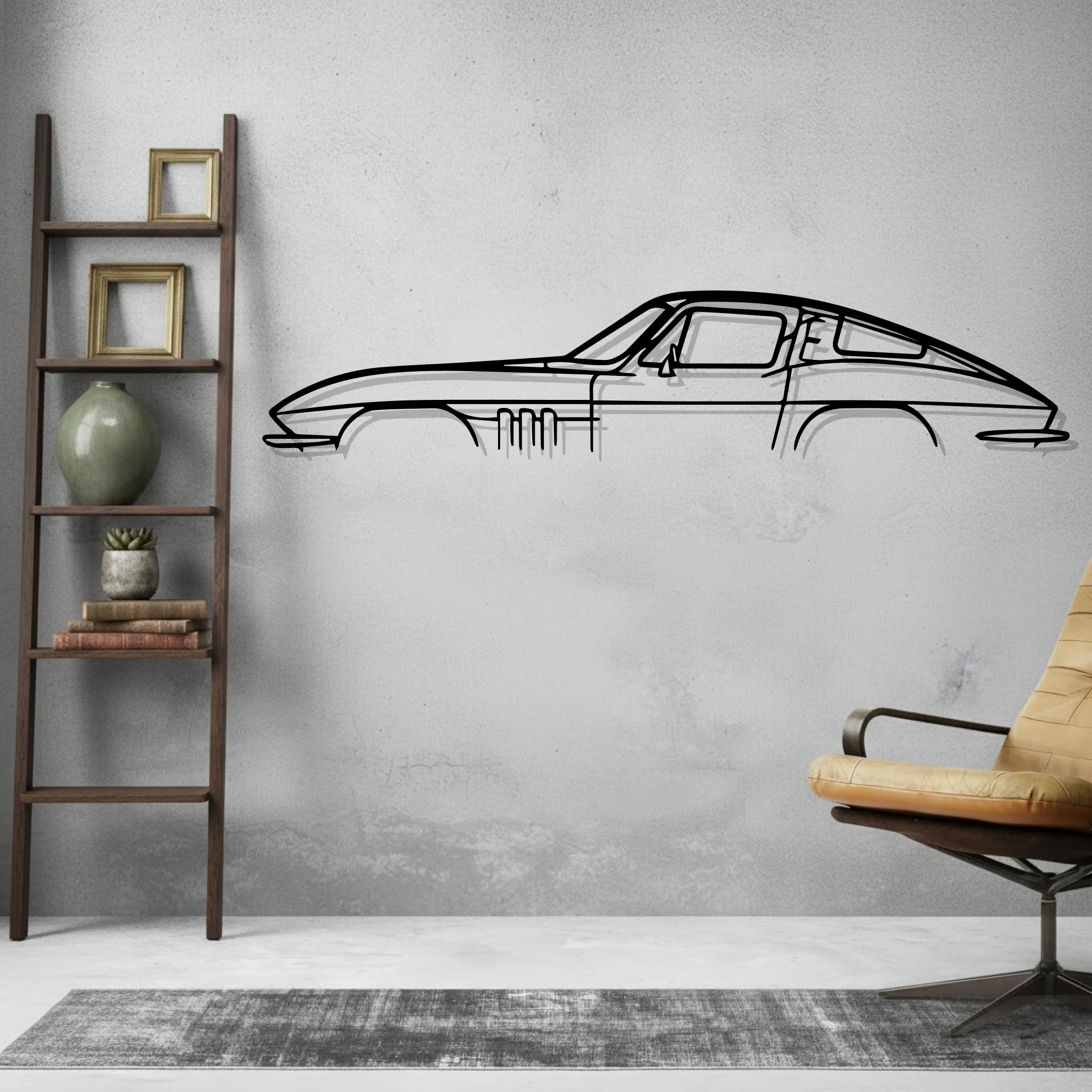 Corvette c2 Classic Wall Art Modern Metal Silhouette - view 2