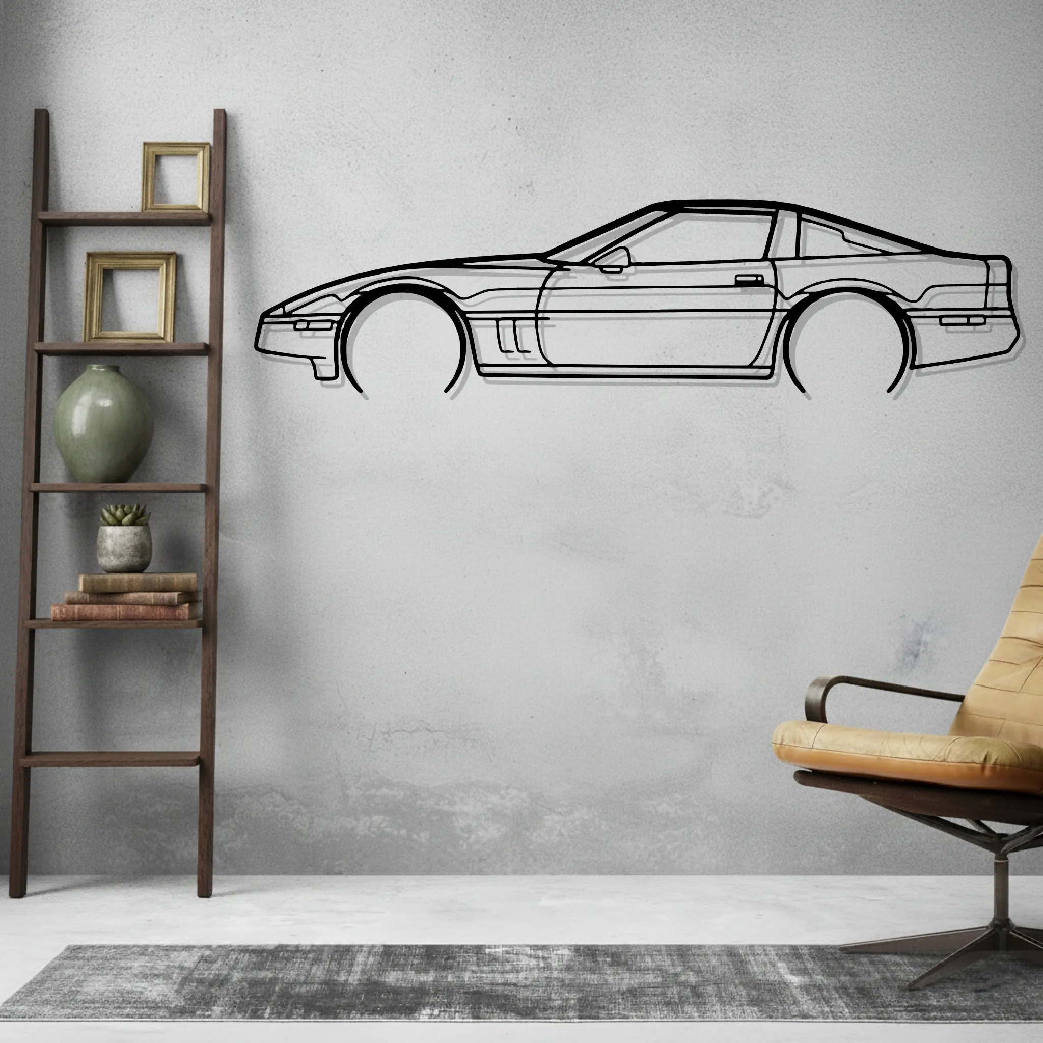 Corvette c4 Wall Art Modern Metal Silhouette - view 2