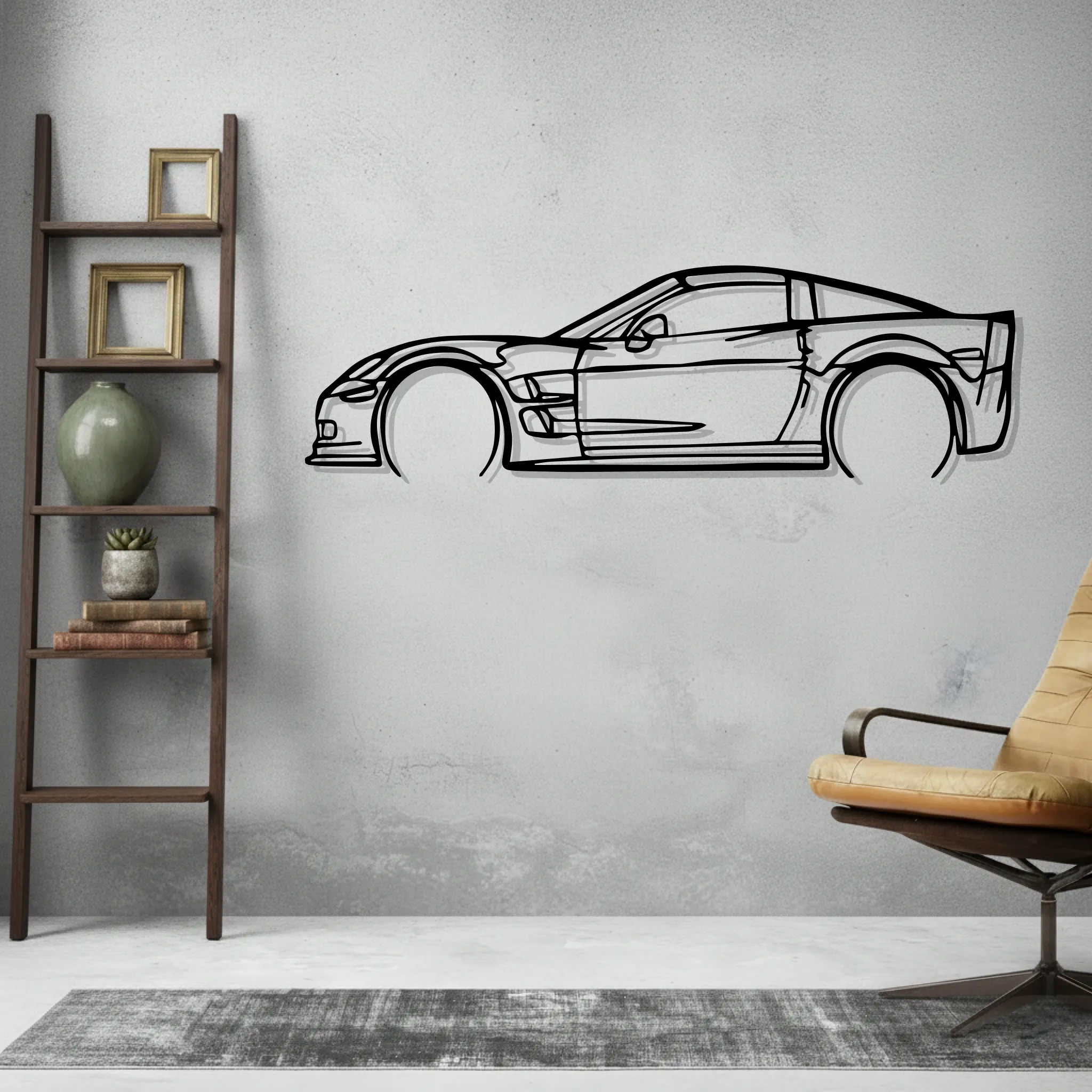 Corvette c6 ZR1 Wall Art Modern Metal Silhouette - view 2
