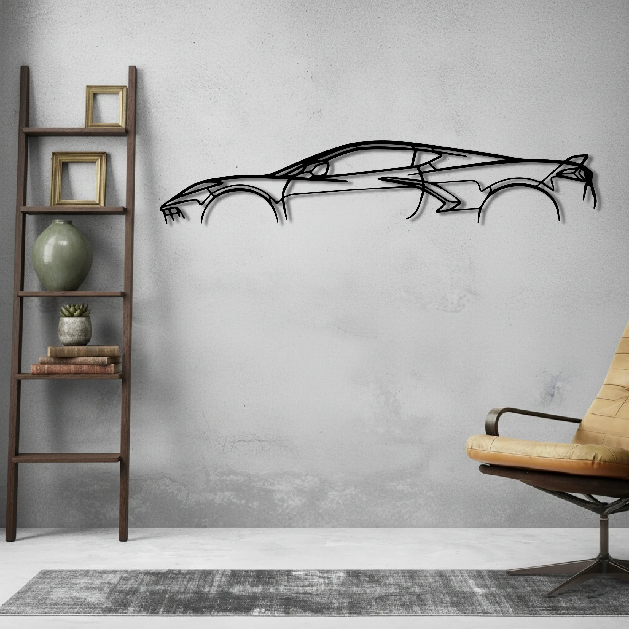 Corvette c8 Wall Art Modern Metal Silhouette - view 2