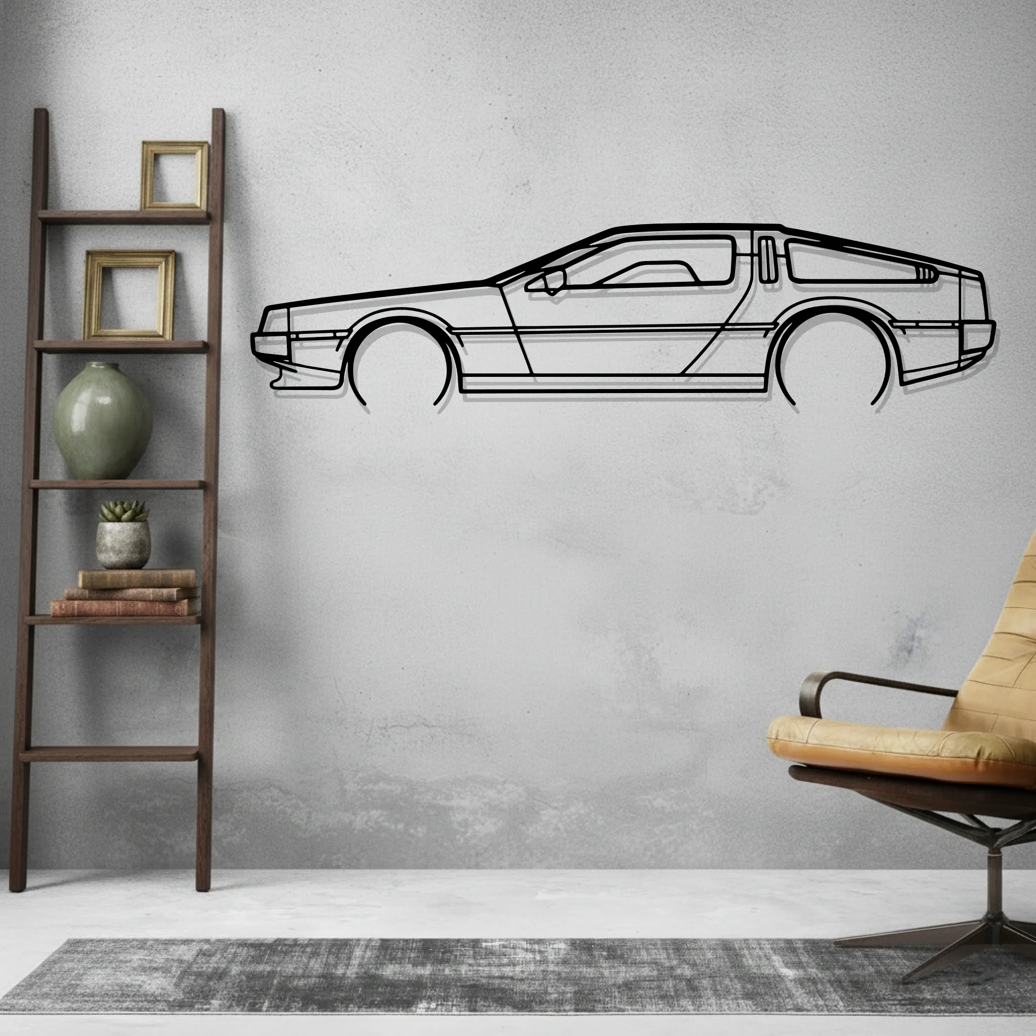 Delorean Wall Art Modern Metal Silhouette - view 2