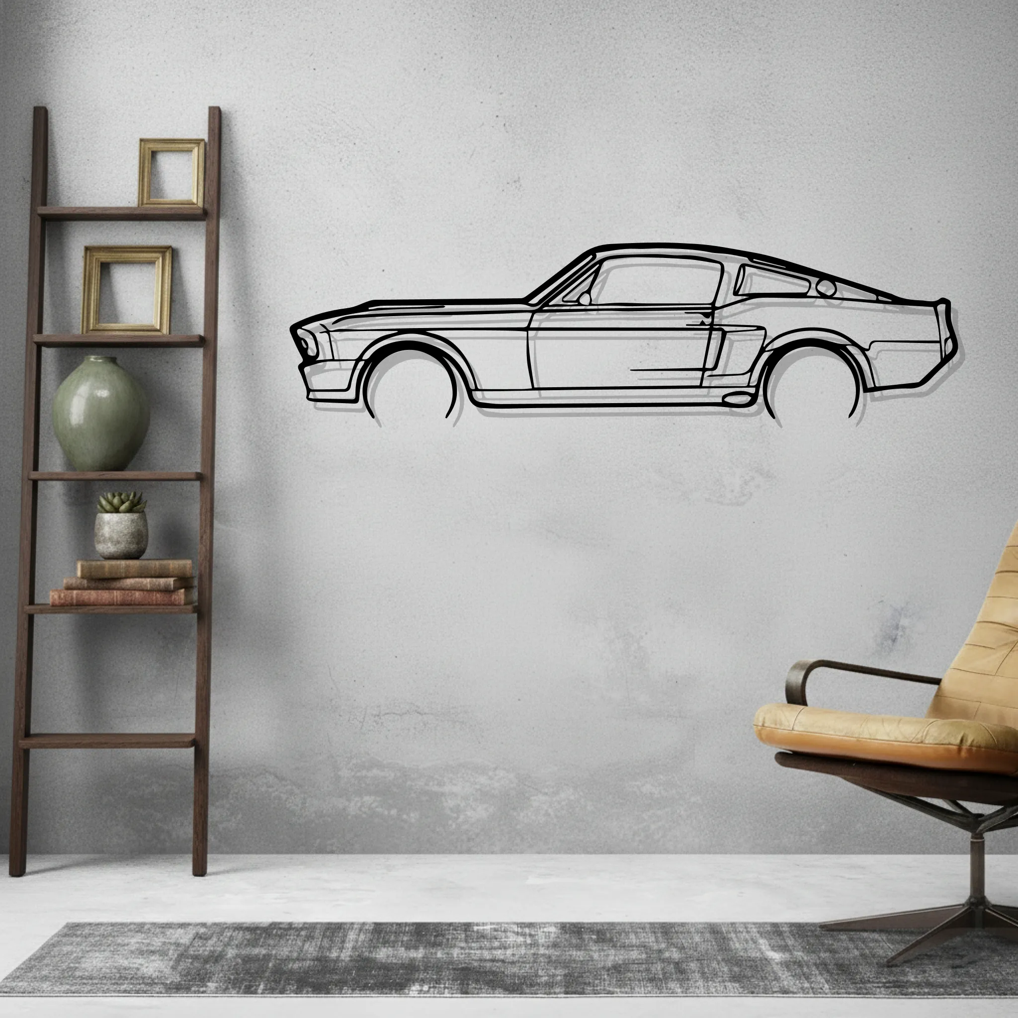 Mustang 1967 Wall Art Modern Metal Silhouette - view 2