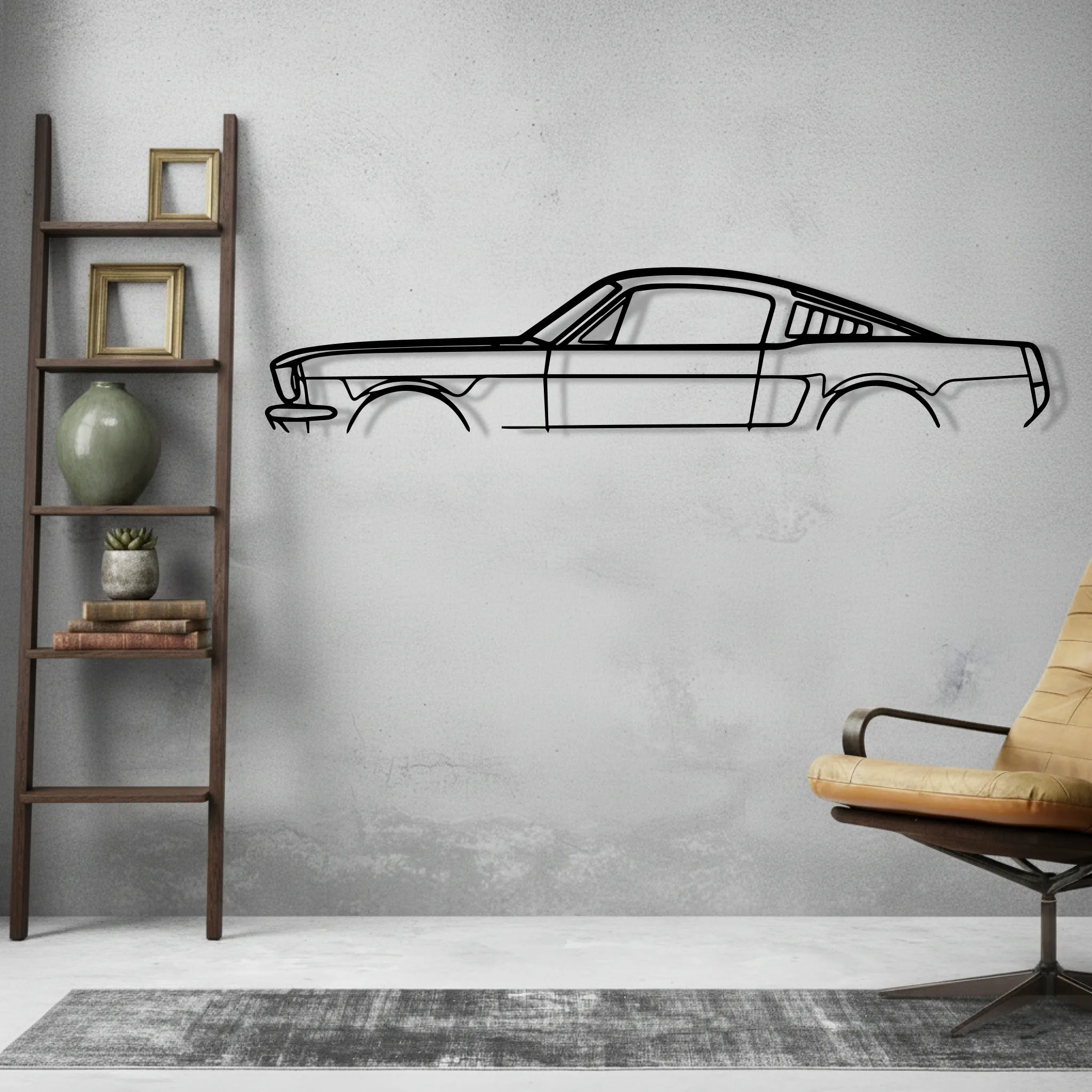 Mustang Fastback  1966 Classic Wall Art Modern Metal Silhouette - view 2