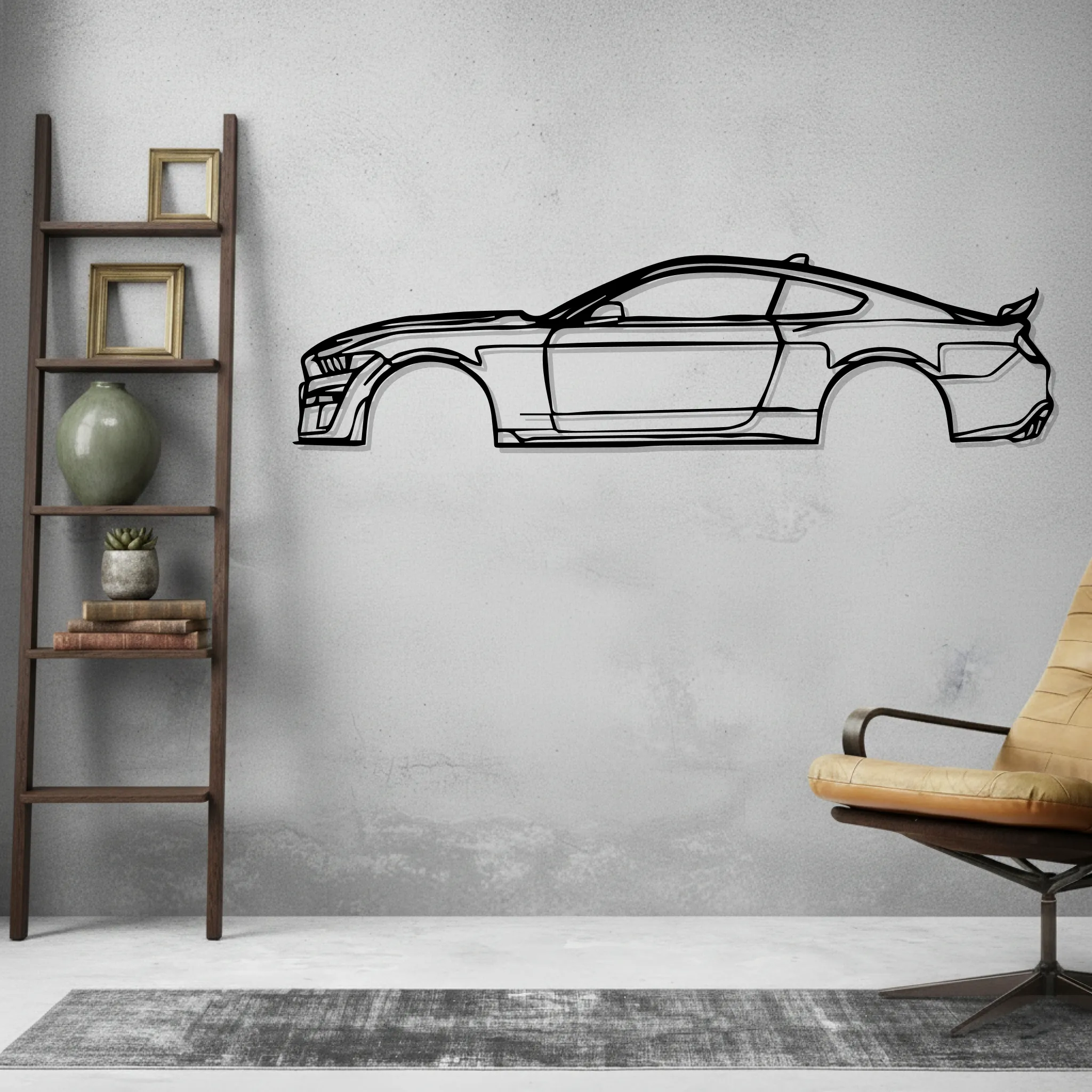 Mustang GT500 Wall Art Modern Metal Silhouette - view 2