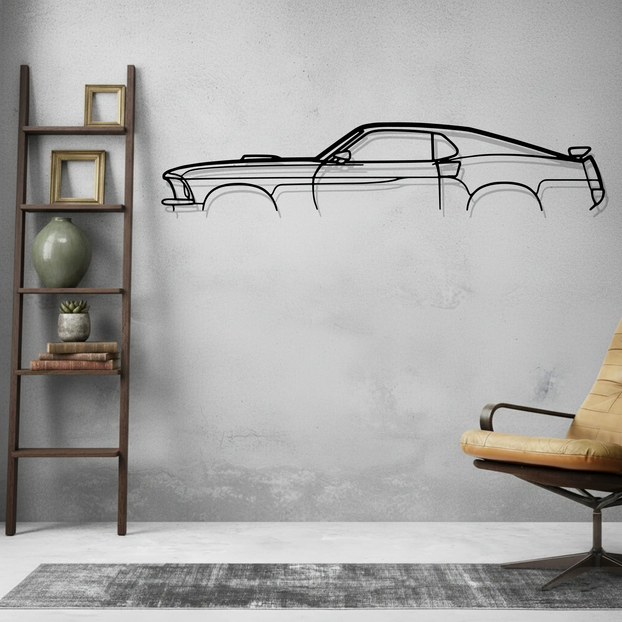 Mustang Mach 1 1969 Classic Wall Art Modern Metal Silhouette - view 2